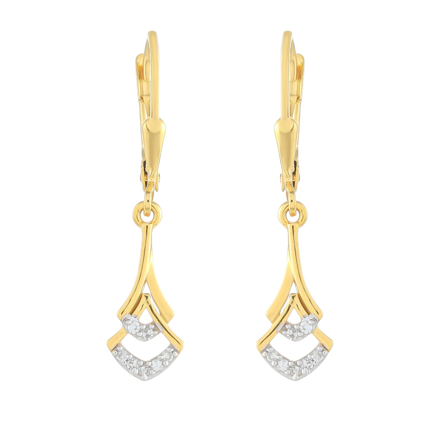 Cercei din Argint 925 Placat cu Aur ( 1.37 grame ) cu Diamant Alb 0.09 Carate