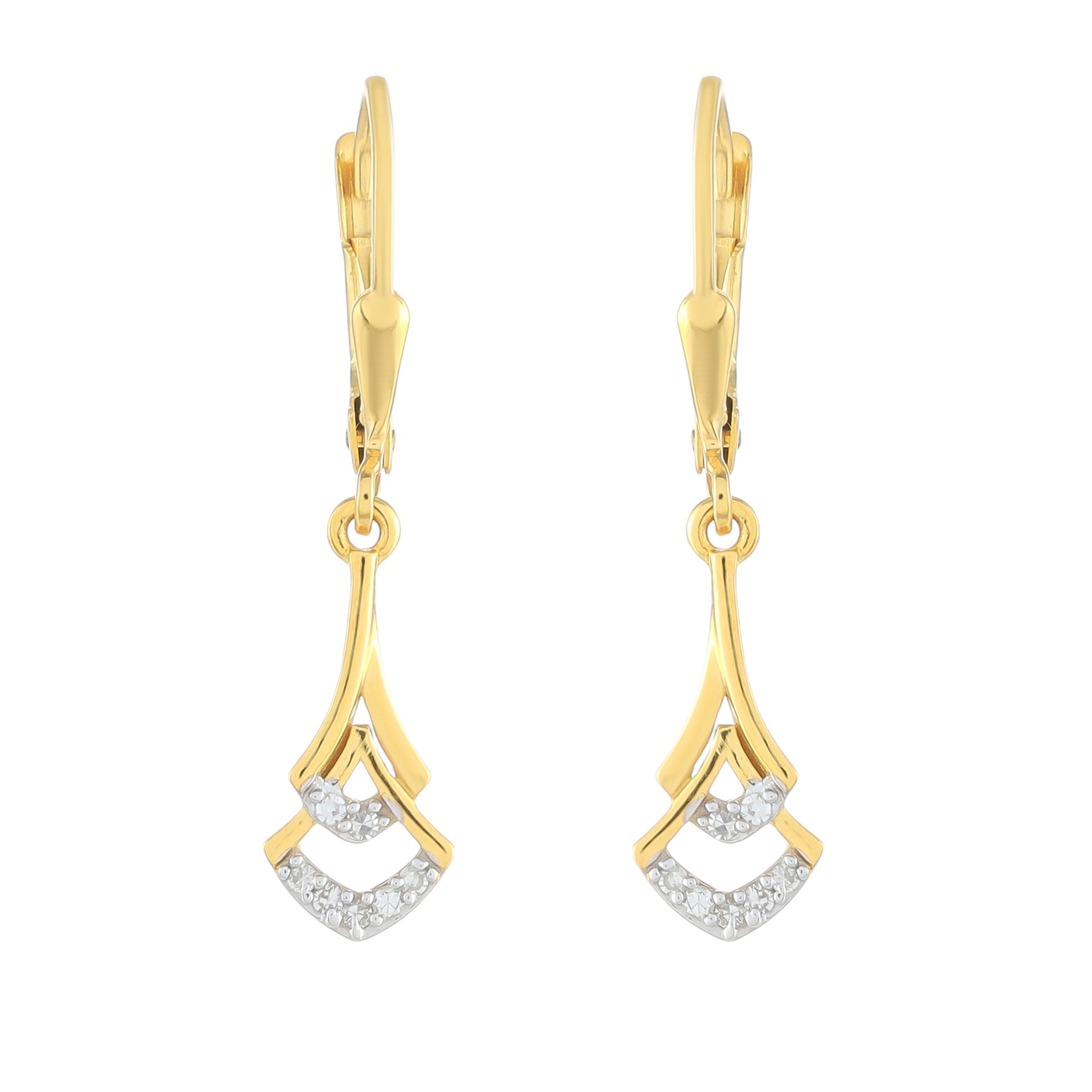Cercei din Argint 925 Placat cu Aur ( 1.37 grame ) cu Diamant Alb 0.09 Carate 1 