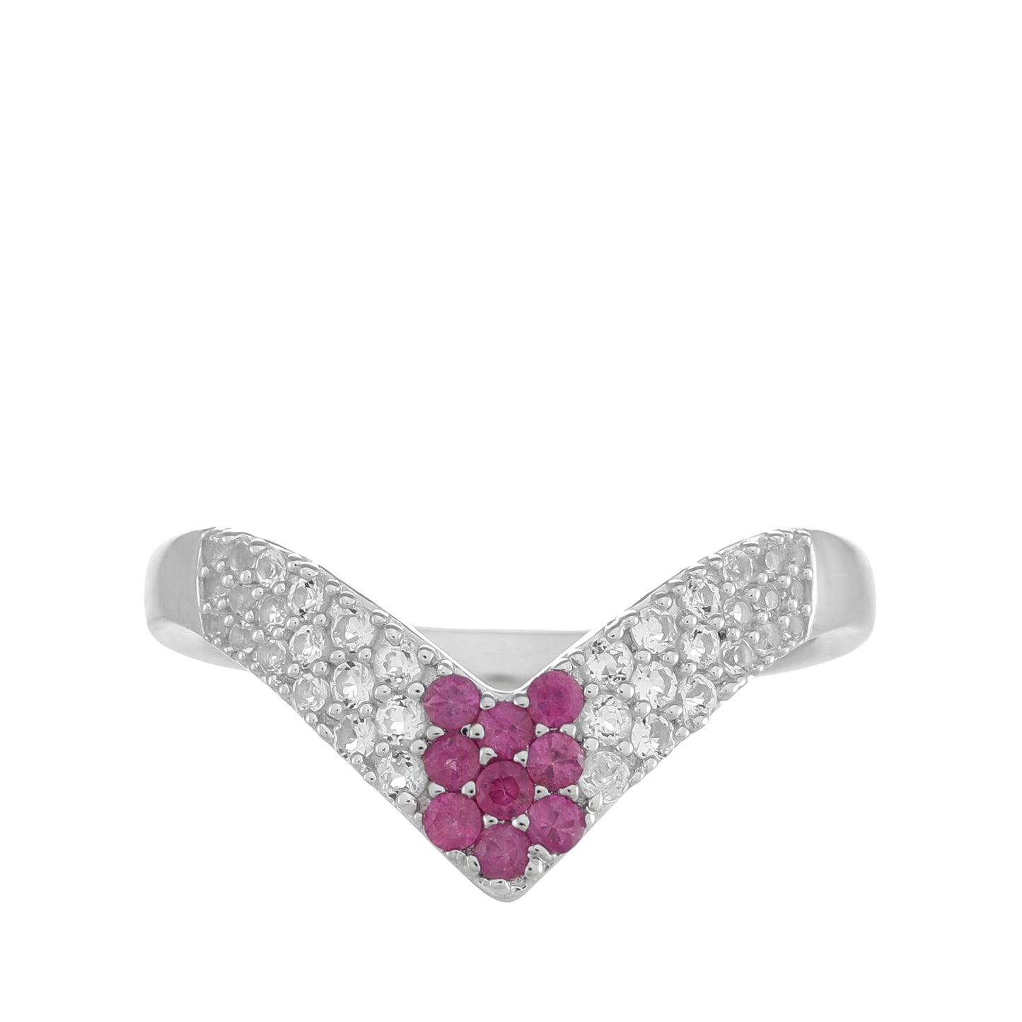 Inel din Argint 925 ( 2.37 grame ) cu Rubin Thailandez și Topaz Alb 0.53 Carate