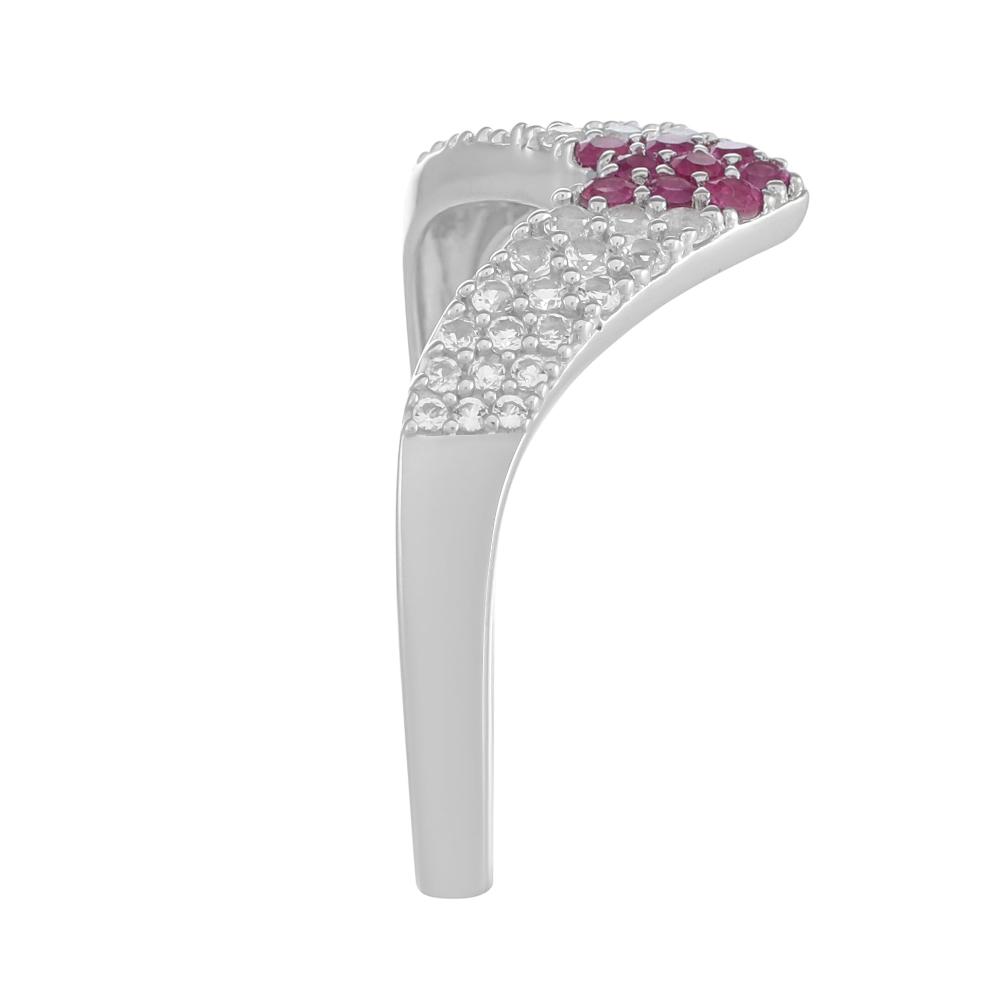 Inel din Argint 925 ( 2.37 grame ) cu Rubin Thailandez și Topaz Alb 0.53 Carate 3 