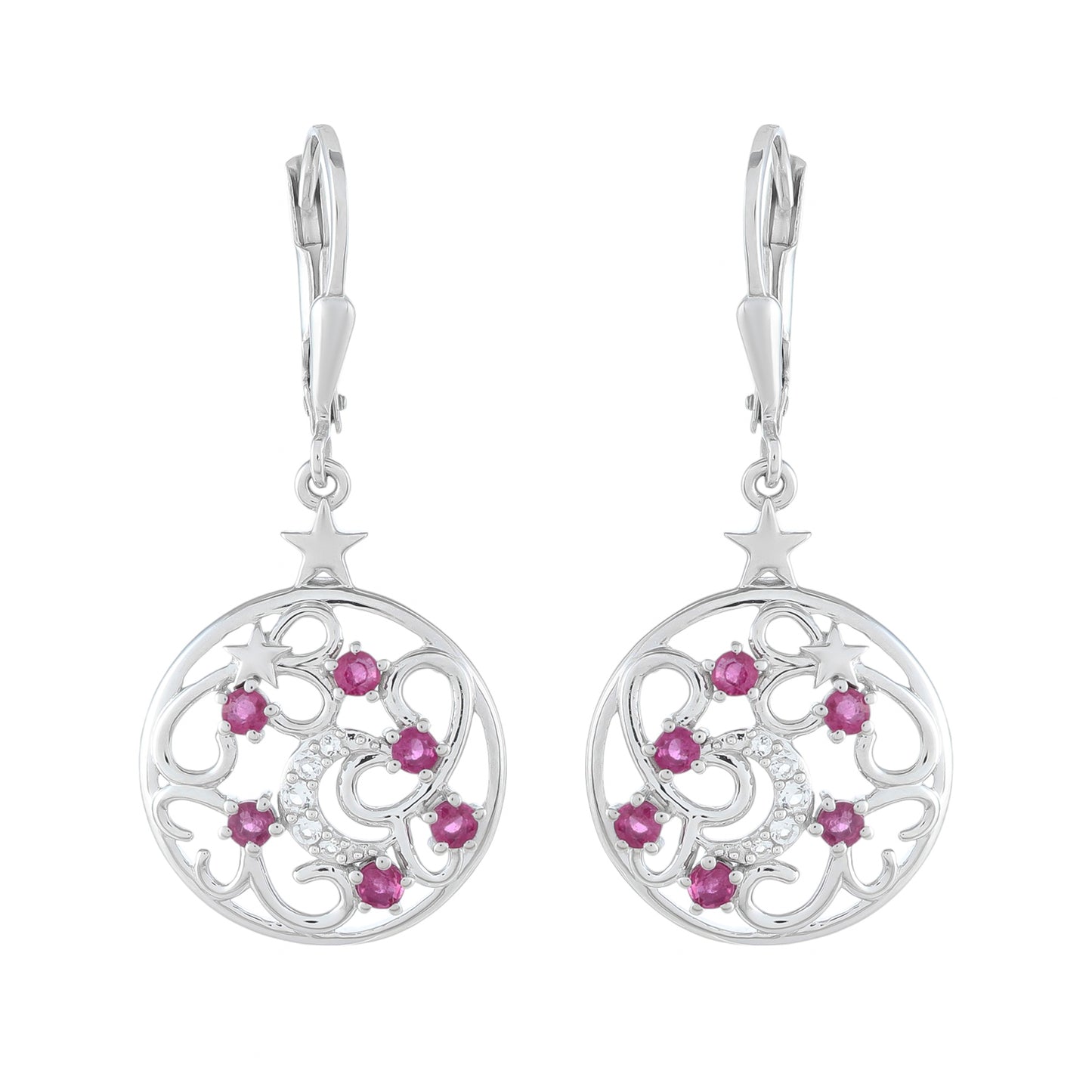 Cercei din Argint 925 ( 3.75 grame ) cu Rubin Thailandez și Topaz Alb 0.77 Carate