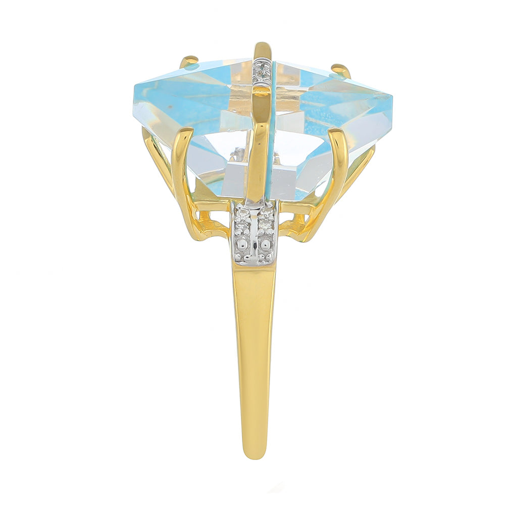 Inel din Argint 925 Placat cu Aur ( 2.66 grame ) cu Turcoaz și Diamant Alb 6.44 Carate