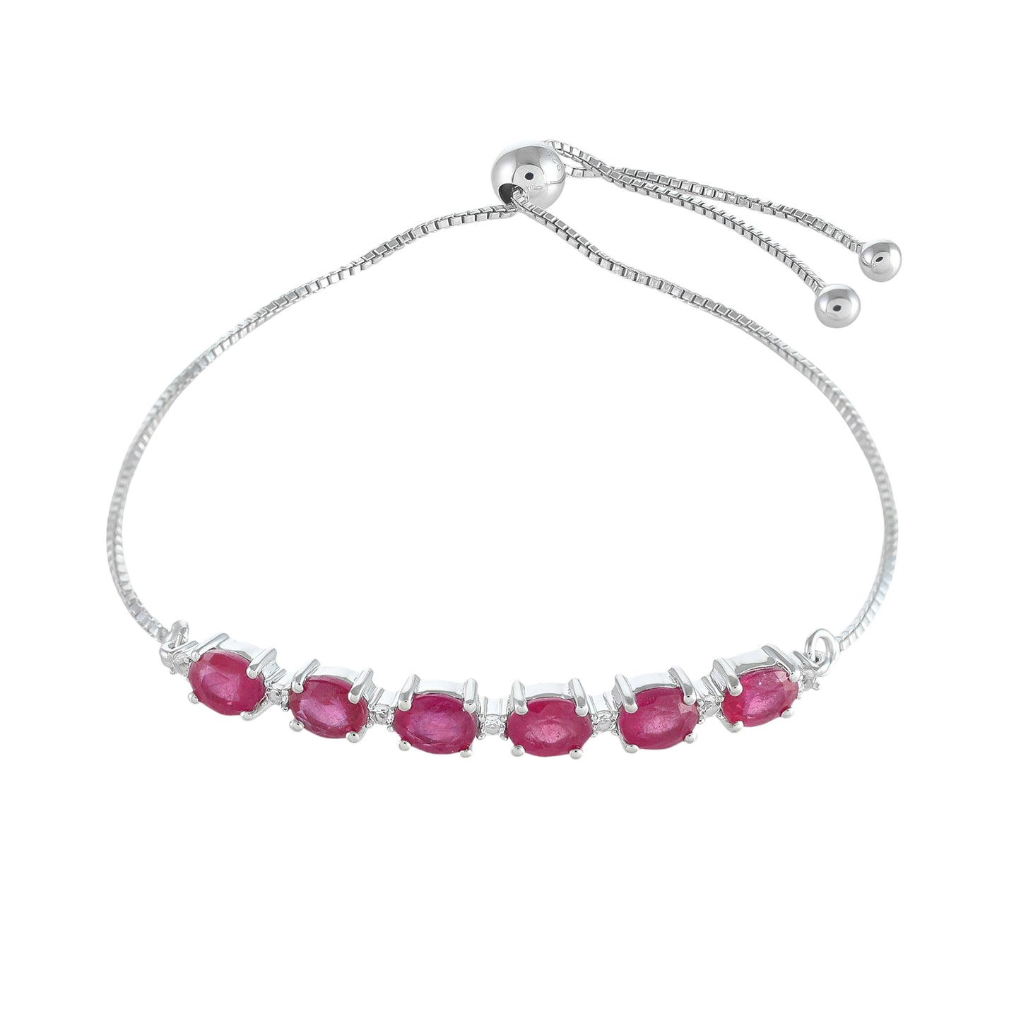 Brățară din Argint 925 ( 3.99 grame ) cu Rubin Thailandez și Topaz Alb 3.17 Carate