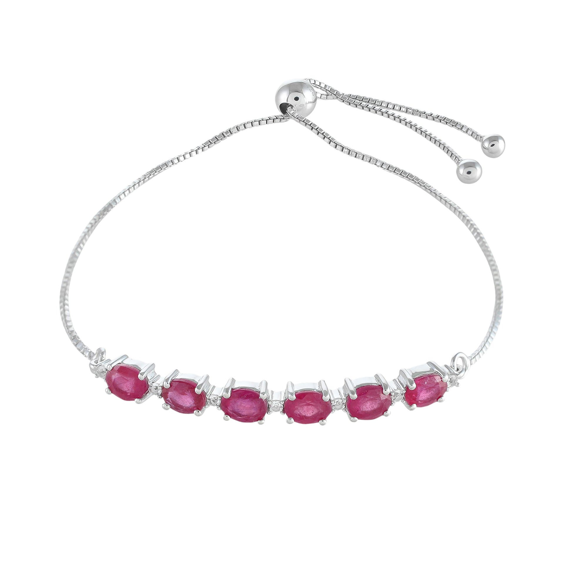 Brățară din Argint 925 ( 3.99 grame ) cu Rubin Thailandez și Topaz Alb 3.17 Carate 1 