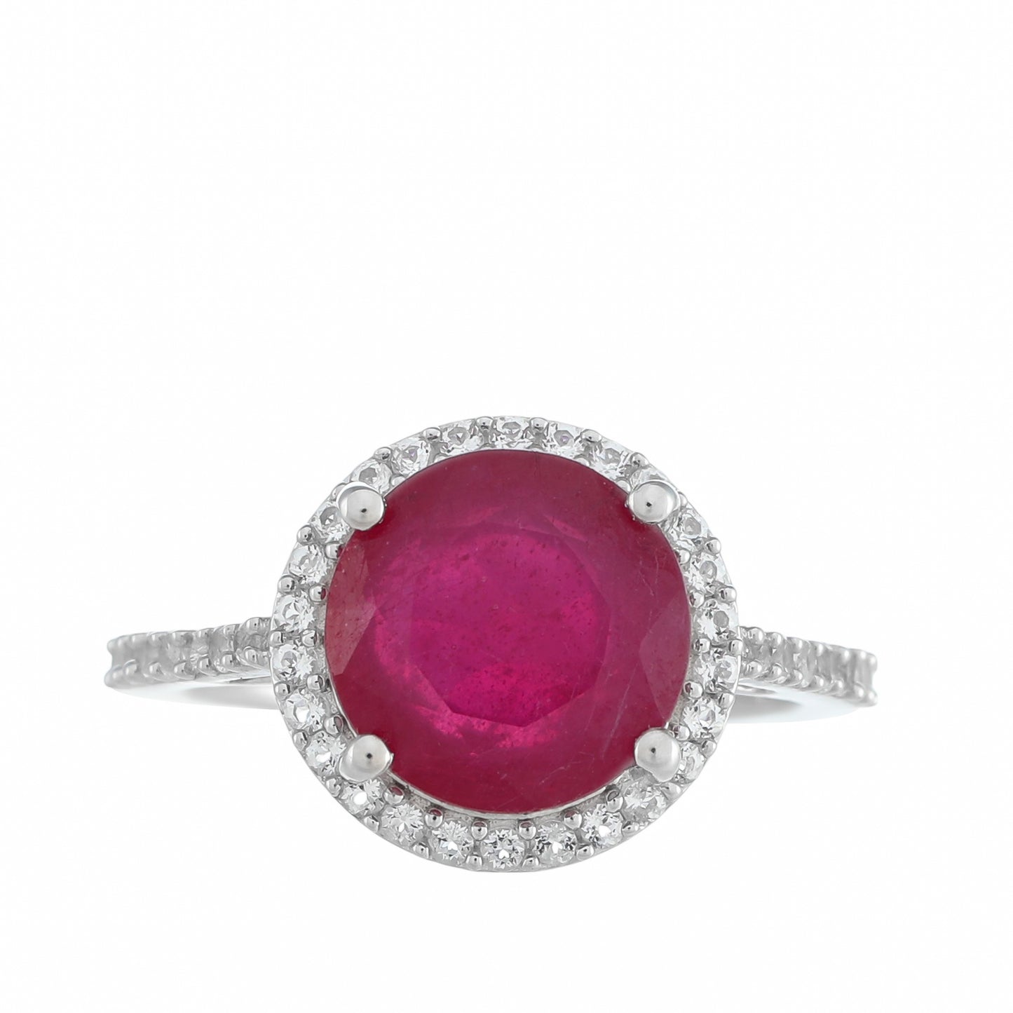 Inel din Argint 925 ( 2.31 grame ) cu Rubin Thailandez și Topaz Alb 5.34 Carate