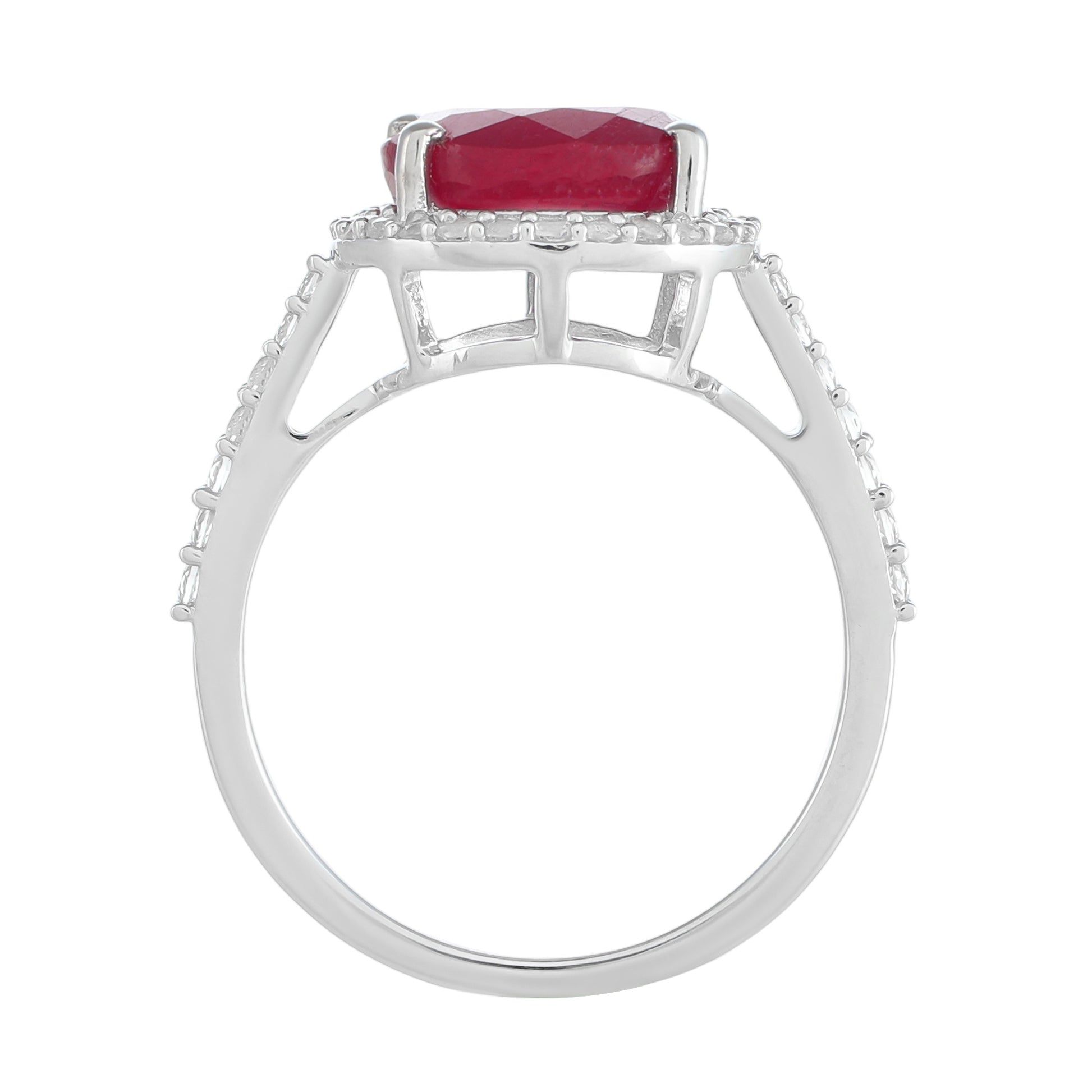 Inel din Argint 925 ( 2.31 grame ) cu Rubin Thailandez și Topaz Alb 5.34 Carate 4 