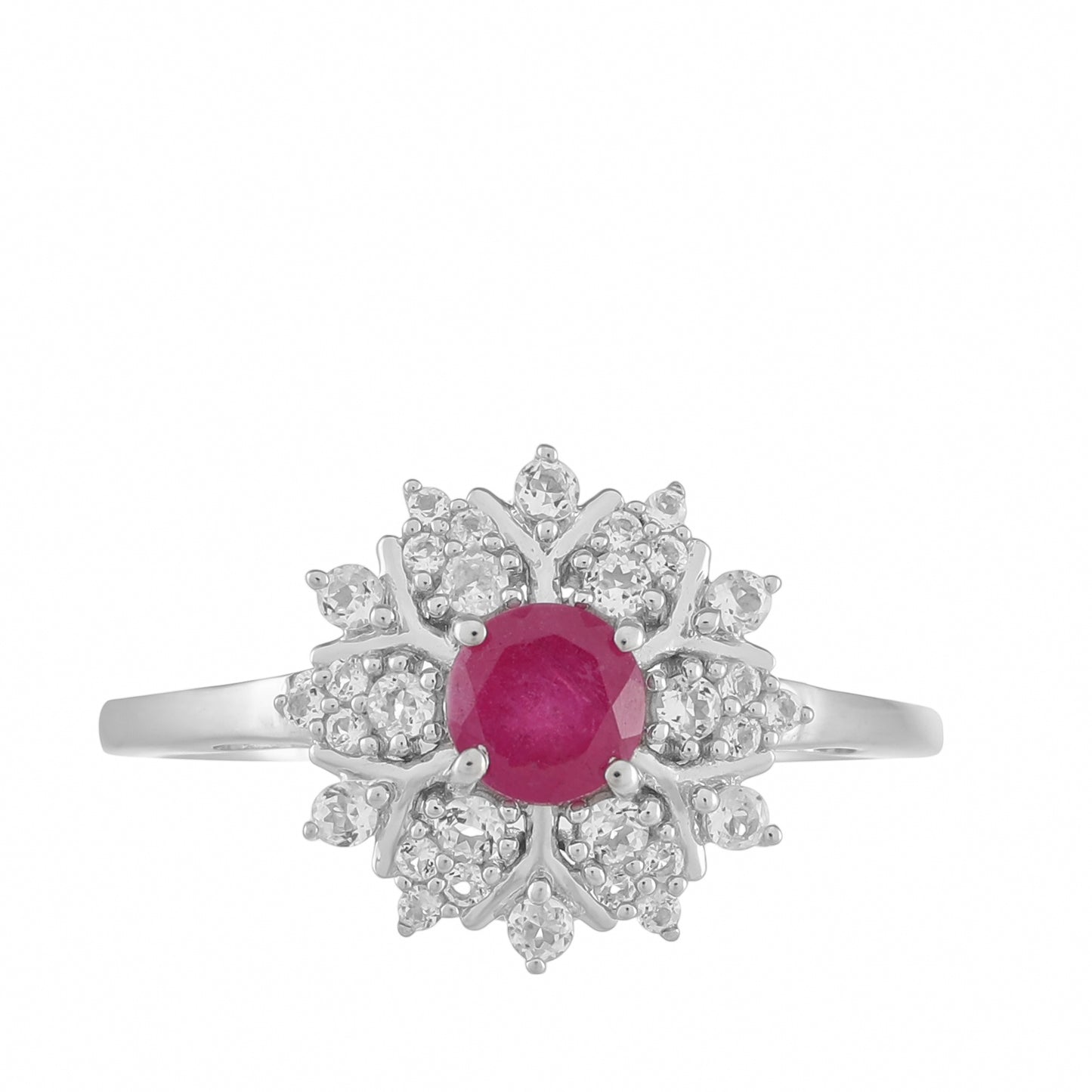 Inel din Argint 925 ( 2.39 grame ) cu Rubin Thailandez și Topaz Alb 0.8 Carate