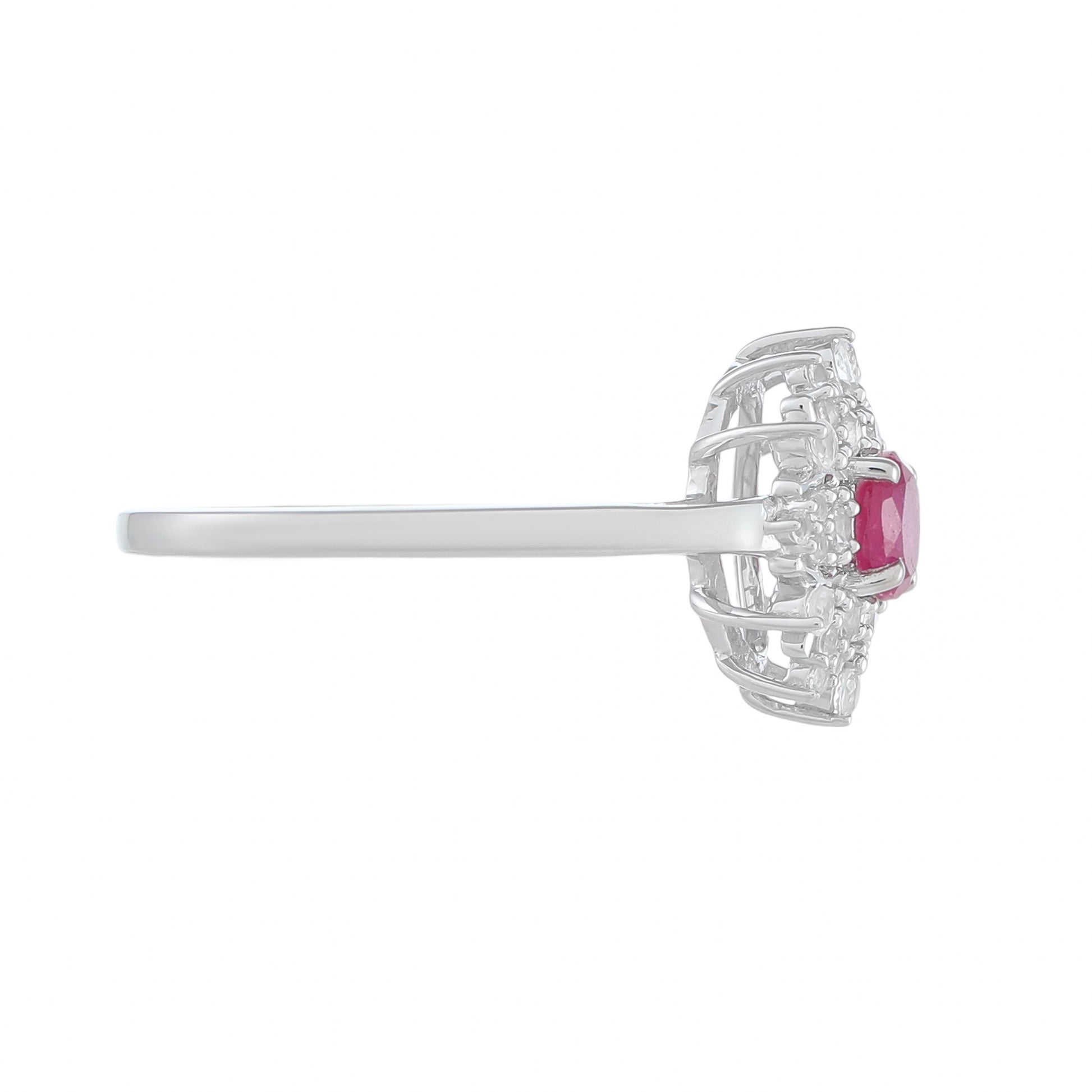 Inel din Argint 925 ( 2.39 grame ) cu Rubin Thailandez și Topaz Alb 0.8 Carate 2 