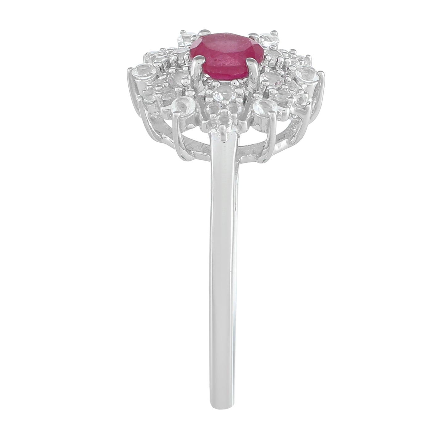 Inel din Argint 925 ( 2.39 grame ) cu Rubin Thailandez și Topaz Alb 0.8 Carate