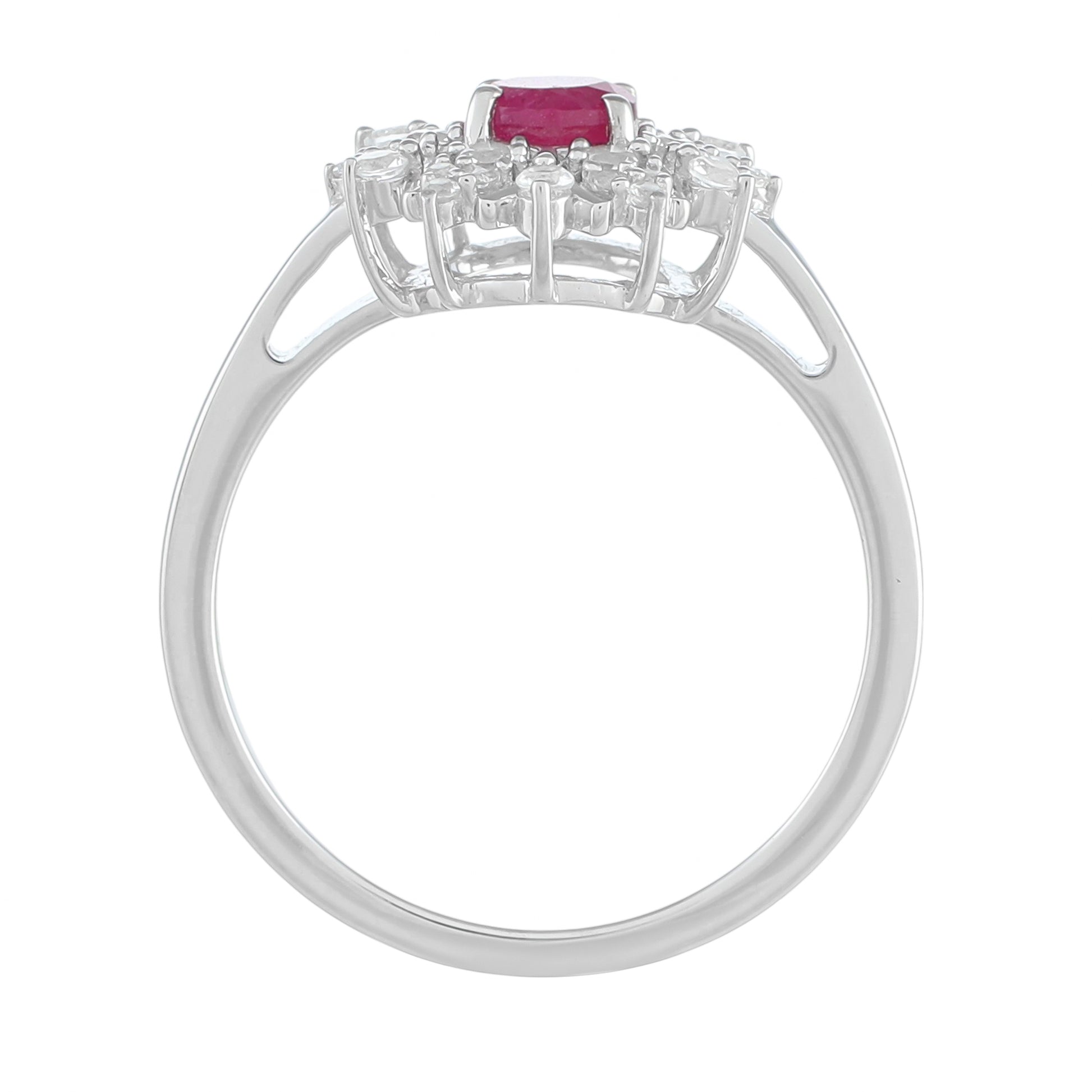 Inel din Argint 925 ( 2.39 grame ) cu Rubin Thailandez și Topaz Alb 0.8 Carate 4 