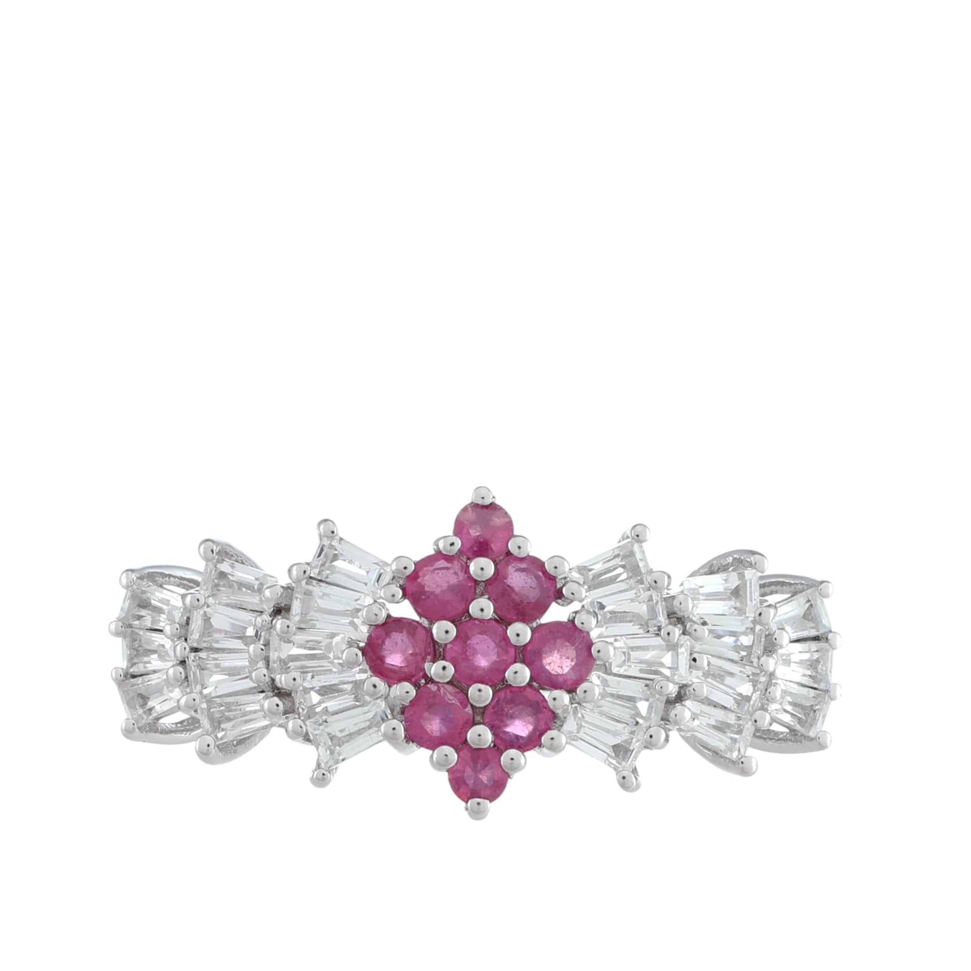 Inel din Argint 925 ( 3.11 grame ) cu Rubin Thailandez și Topaz Alb 1.61 Carate 1 