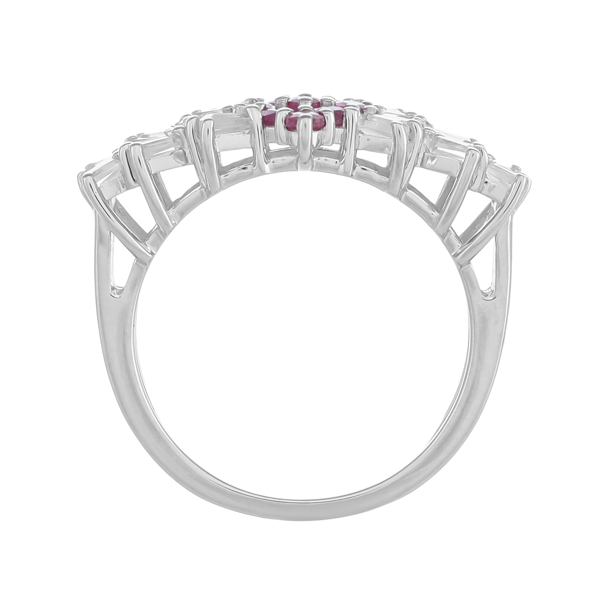 Inel din Argint 925 ( 3.11 grame ) cu Rubin Thailandez și Topaz Alb 1.61 Carate 4 