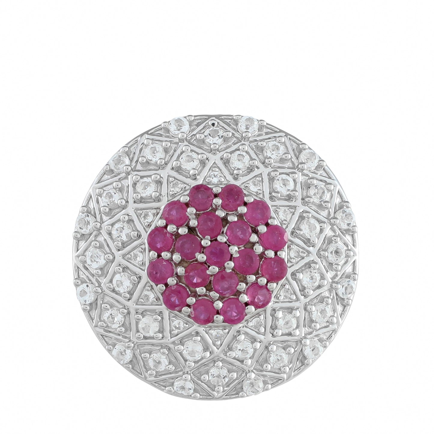 Inel din Argint 925 ( 9.24 grame ) cu Rubin Thailandez și Topaz Alb 3.16 Carate