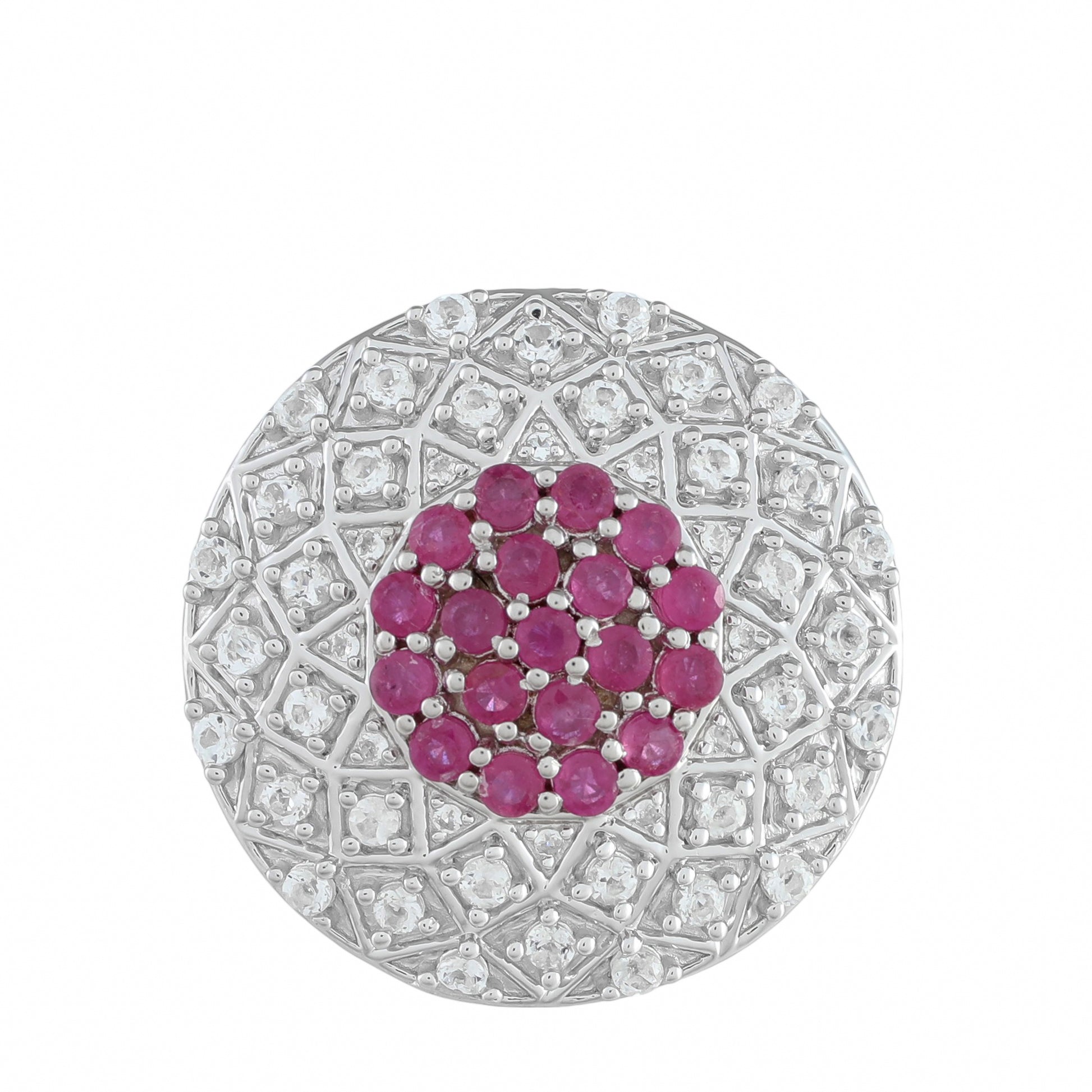 Inel din Argint 925 ( 9.24 grame ) cu Rubin Thailandez și Topaz Alb 3.16 Carate 1 