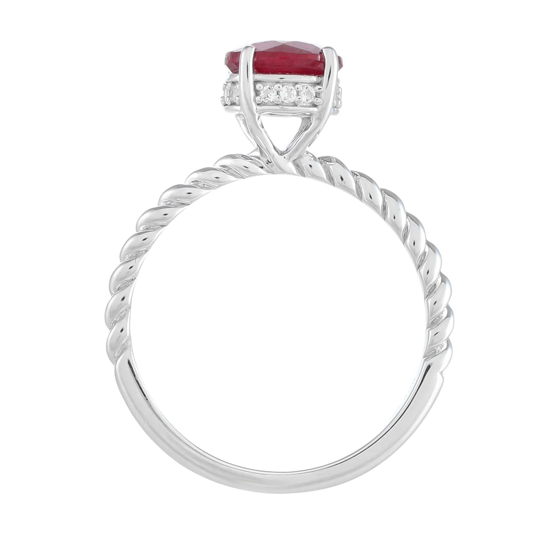 Inel din Argint 925 ( 2.05 grame ) cu Rubin Thailandez și Topaz Alb 2.09 Carate 4 