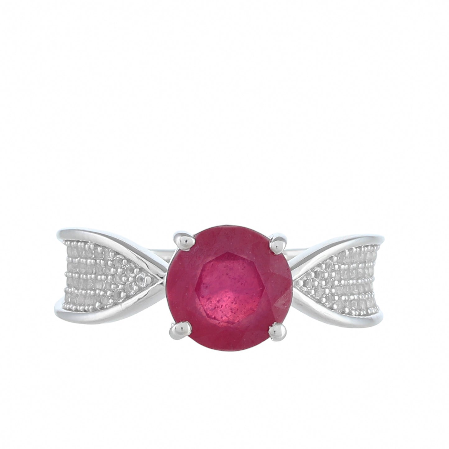 Inel din Argint 925 ( 3.33 grame ) cu Rubin Thailandez și Topaz Alb 2.76 Carate