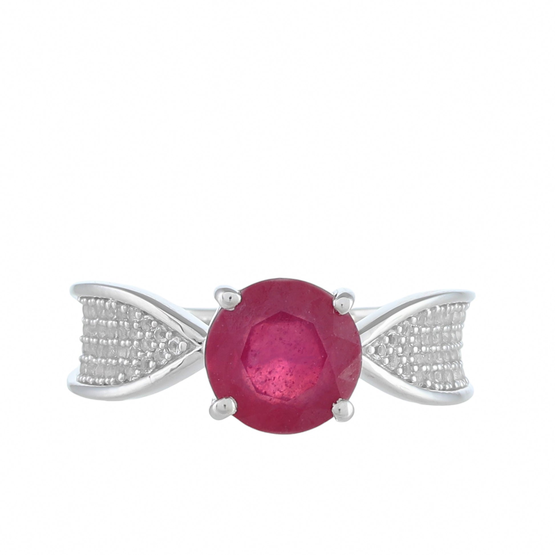 Inel din Argint 925 ( 3.33 grame ) cu Rubin Thailandez și Topaz Alb 2.76 Carate 1 