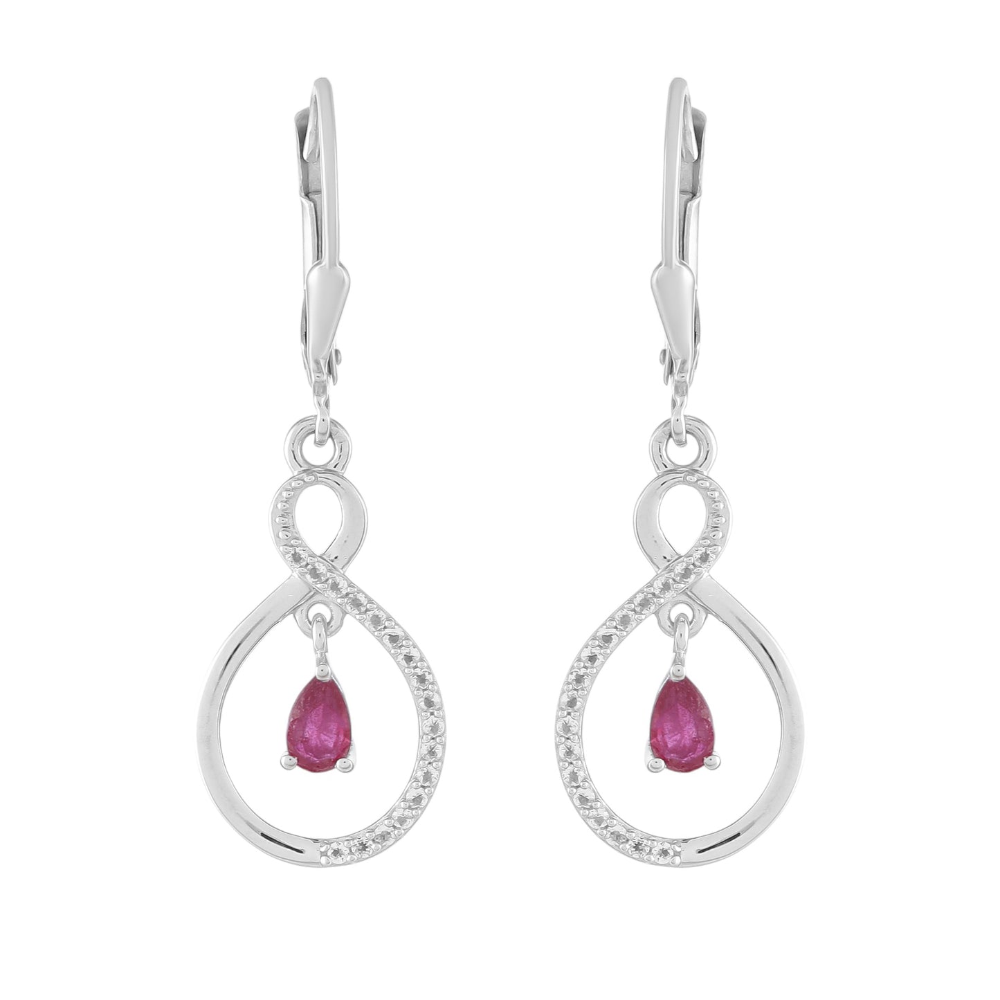 Cercei din Argint 925 ( 3.14 grame ) cu Rubin Thailandez și Topaz Alb 0.79 Carate