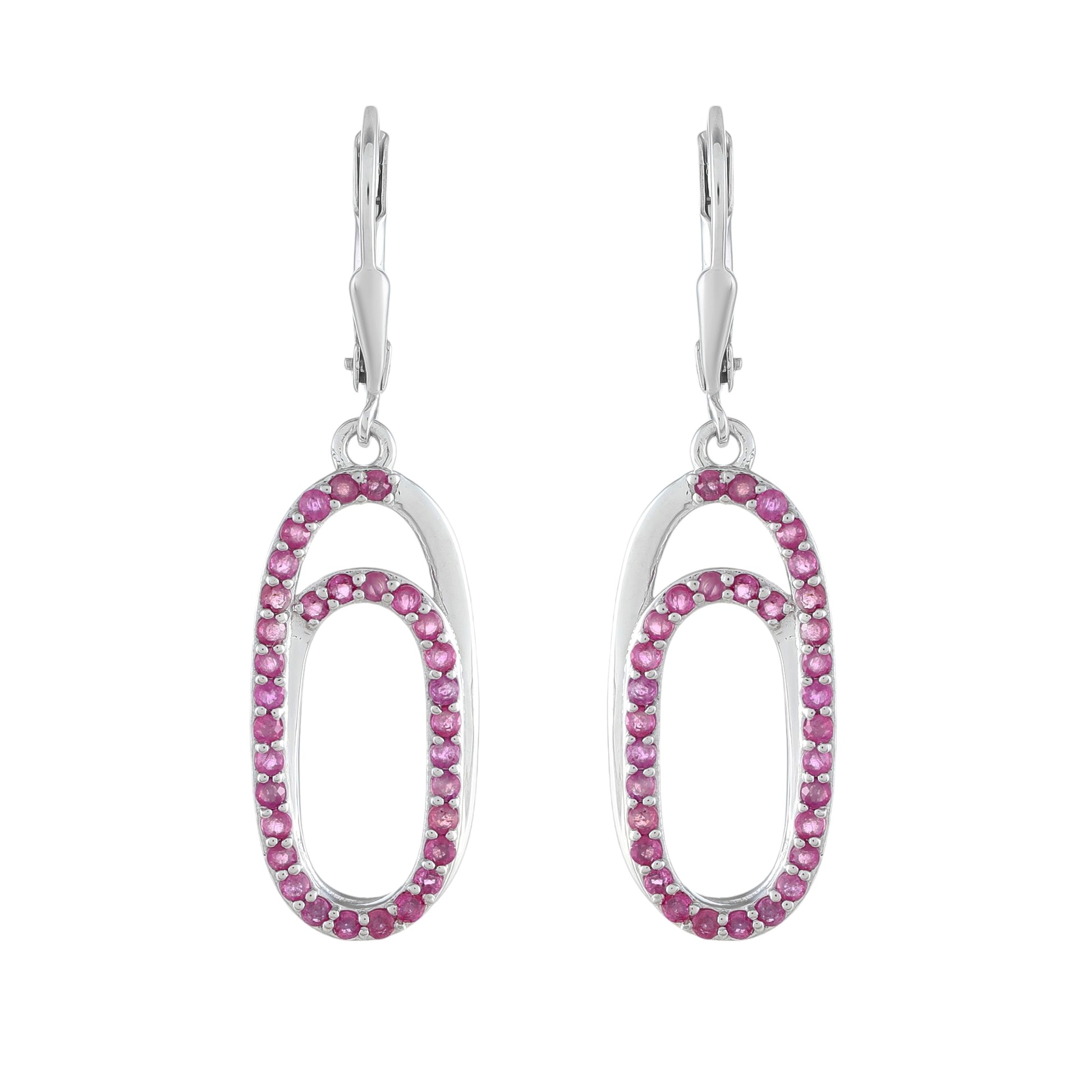 Cercei din Argint 925 ( 3.1 grame ) cu Rubin Thailandez 1.44 Carate 1 