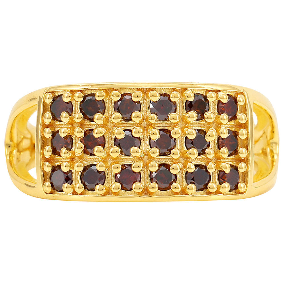Inel din Argint 925 Placat cu Aur ( 2.94 grame ) cu Diamant Roșu 0.56 Carate 1 