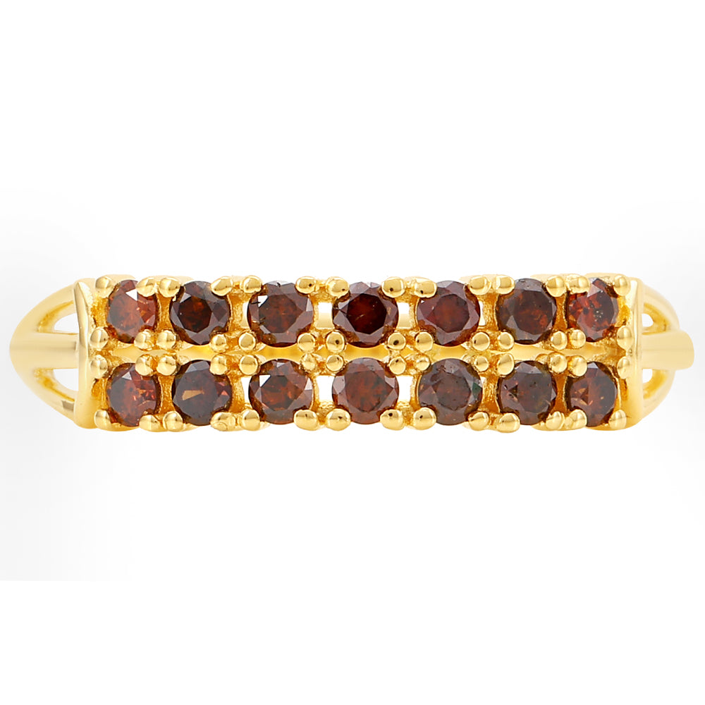 Inel din Argint 925 Placat cu Aur ( 1.2 grame ) cu Diamant Roșu 0.39 Carate 1 