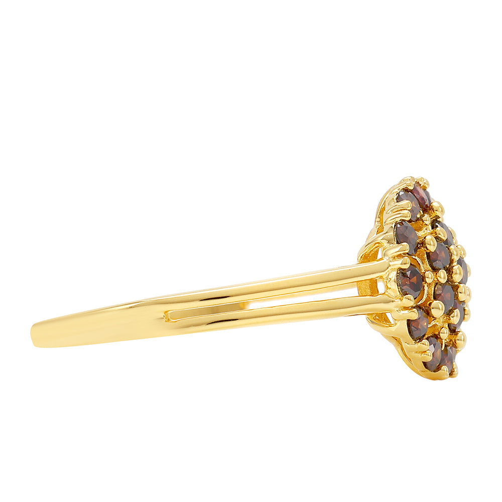 Inel din Argint 925 Placat cu Aur ( 1.74 grame ) cu Diamant Roșu 0.51 Carate 2 