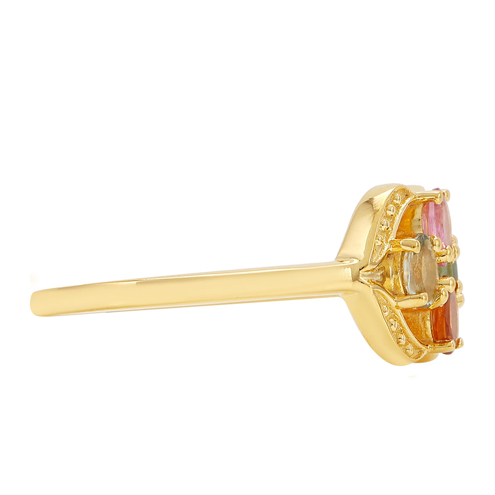 Inel din Argint 925 Placat cu Aur ( 2.45 grame ) cu Turmalină Curcubeu Pelmadulla 0.61 Carate 2 