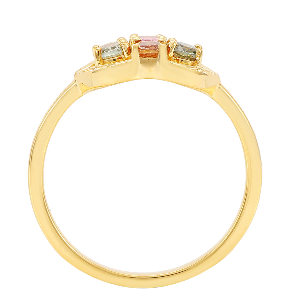 Inel din Argint 925 Placat cu Aur ( 2.45 grame ) cu Turmalină Curcubeu Pelmadulla 0.61 Carate