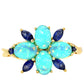 Inel din Aur de 9K ( 2.12 grame ) cu Opal Albastru Etiopian Paraiba și Safir Albastru 1.76 Carate