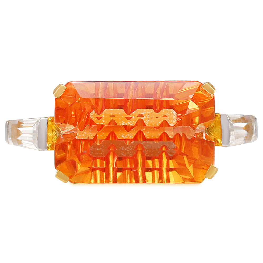 Inel din Argint 925 Placat cu Aur ( 2.41 grame ) cu Cuarț Padparadscha și Zircon Natural 7.9 Carate