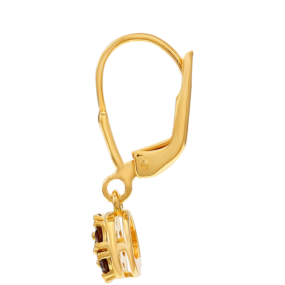 Cercei din Argint 925 Placat cu Aur ( 2 grame ) cu Diamant Roșu 0.46 Carate