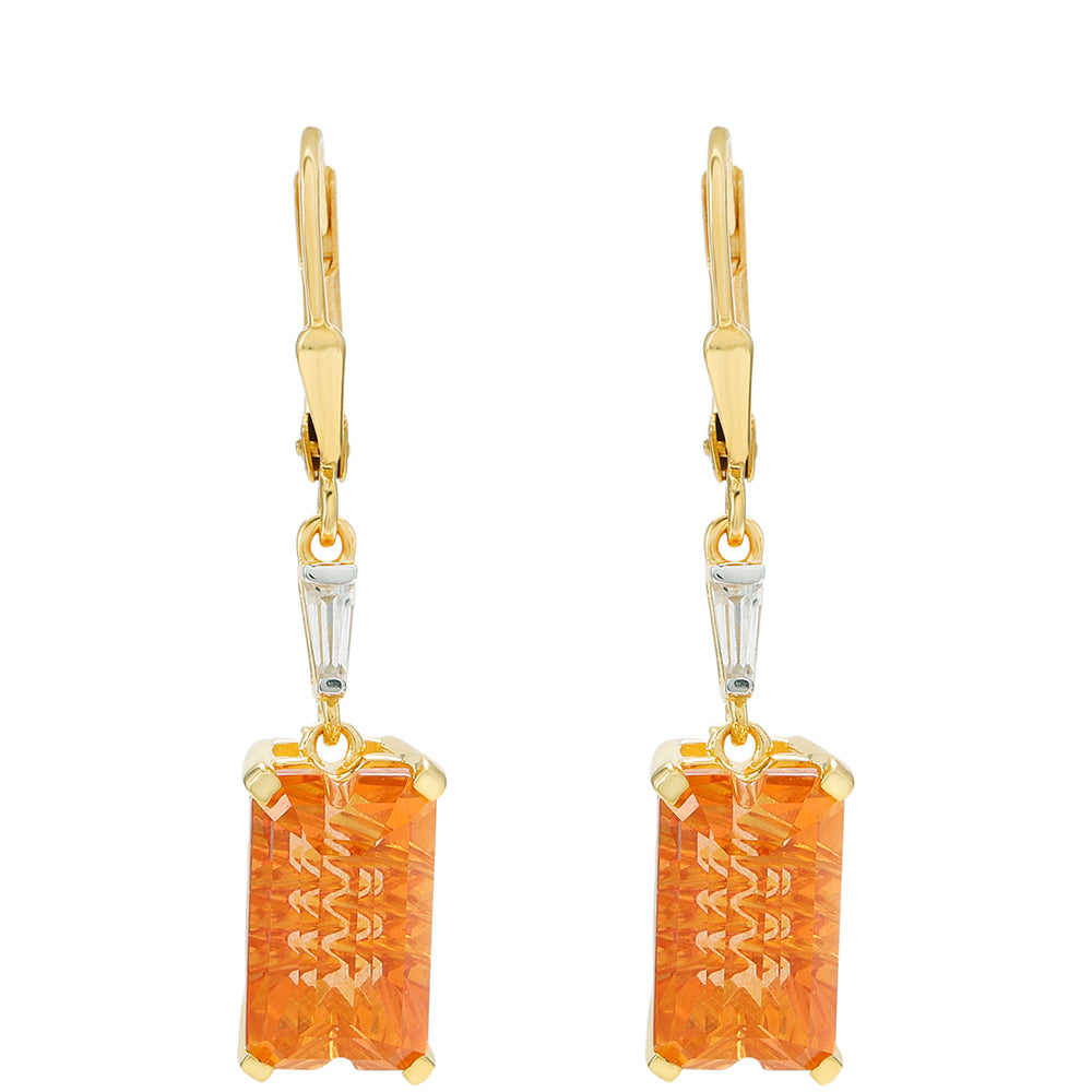 Cercei din Argint 925 Placat cu Aur ( 2.66 grame ) cu Cuarț Padparadscha și Zircon Natural 8.24 Carate