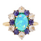 Inel din Aur de 9K ( 2.11 grame ) cu Opal Albastru Etiopian Paraiba și Safir Albastru 3.76 Carate