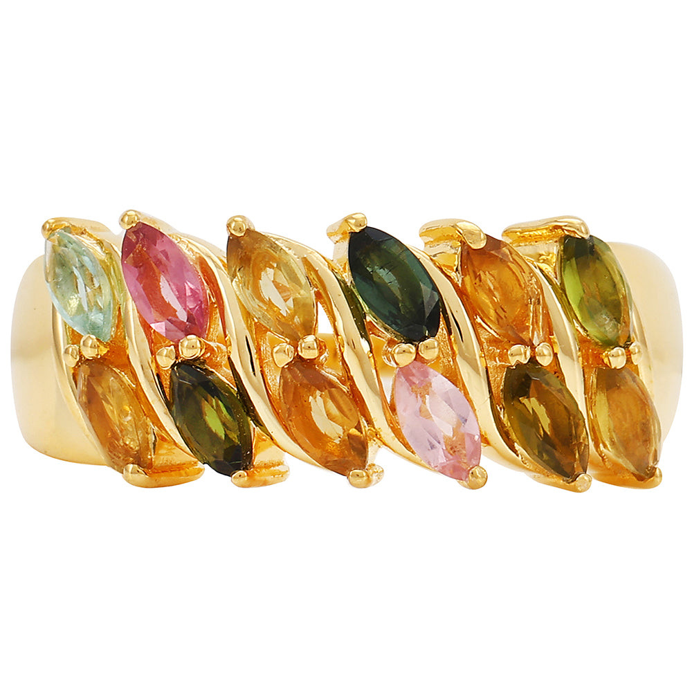 Inel din Argint 925 Placat cu Aur ( 2.95 grame ) cu Turmalină Curcubeu Pelmadulla 1.07 Carate 1 