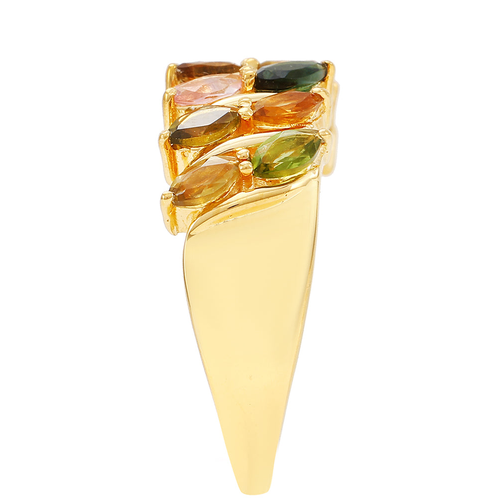 Inel din Argint 925 Placat cu Aur ( 2.95 grame ) cu Turmalină Curcubeu Pelmadulla 1.07 Carate