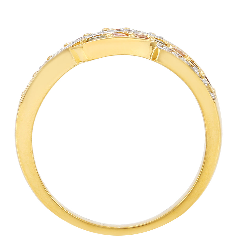 Inel din Argint 925 Placat cu Aur ( 3.24 grame ) cu Turmalină Curcubeu Pelmadulla și Topaz Alb 0.64 Carate