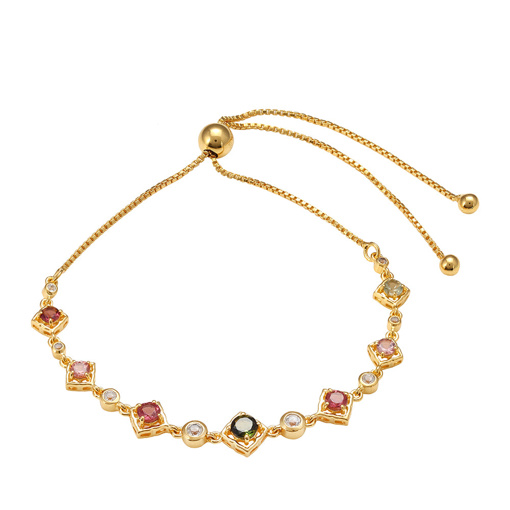 Brățară din Argint 925 Placat cu Aur ( 4.79 grame ) cu Turmalină Curcubeu Pelmadulla și Topaz Alb 1.35 Carate