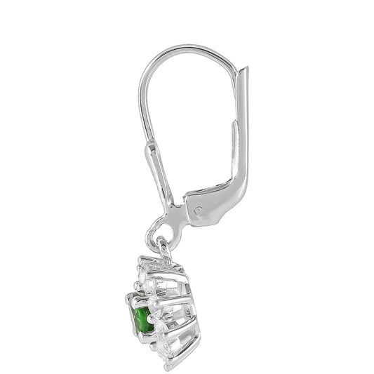 Cercei din Argint 925 ( 1.9 grame ) cu Cromdiopsid și Topaz Alb 1.08 Carate