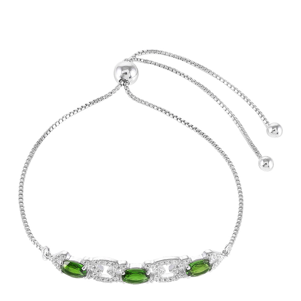 Brățară din Argint 925 ( 4.03 grame ) cu Cromdiopsid și Topaz Alb 1.71 Carate 2 