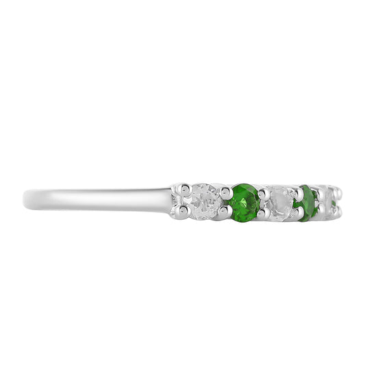 Inel din Argint 925 ( 1.6 grame ) cu Cromdiopsid și Topaz Alb 0.71 Carate