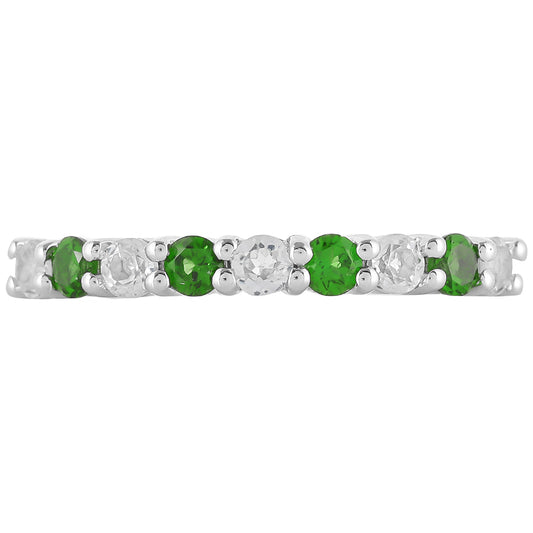 Inel din Argint 925 ( 1.6 grame ) cu Cromdiopsid și Topaz Alb 0.71 Carate