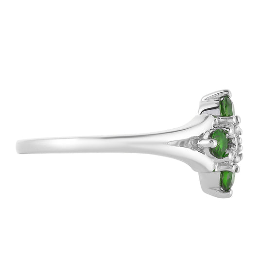 Inel din Argint 925 ( 2.37 grame ) cu Cromdiopsid și Topaz Alb 0.56 Carate