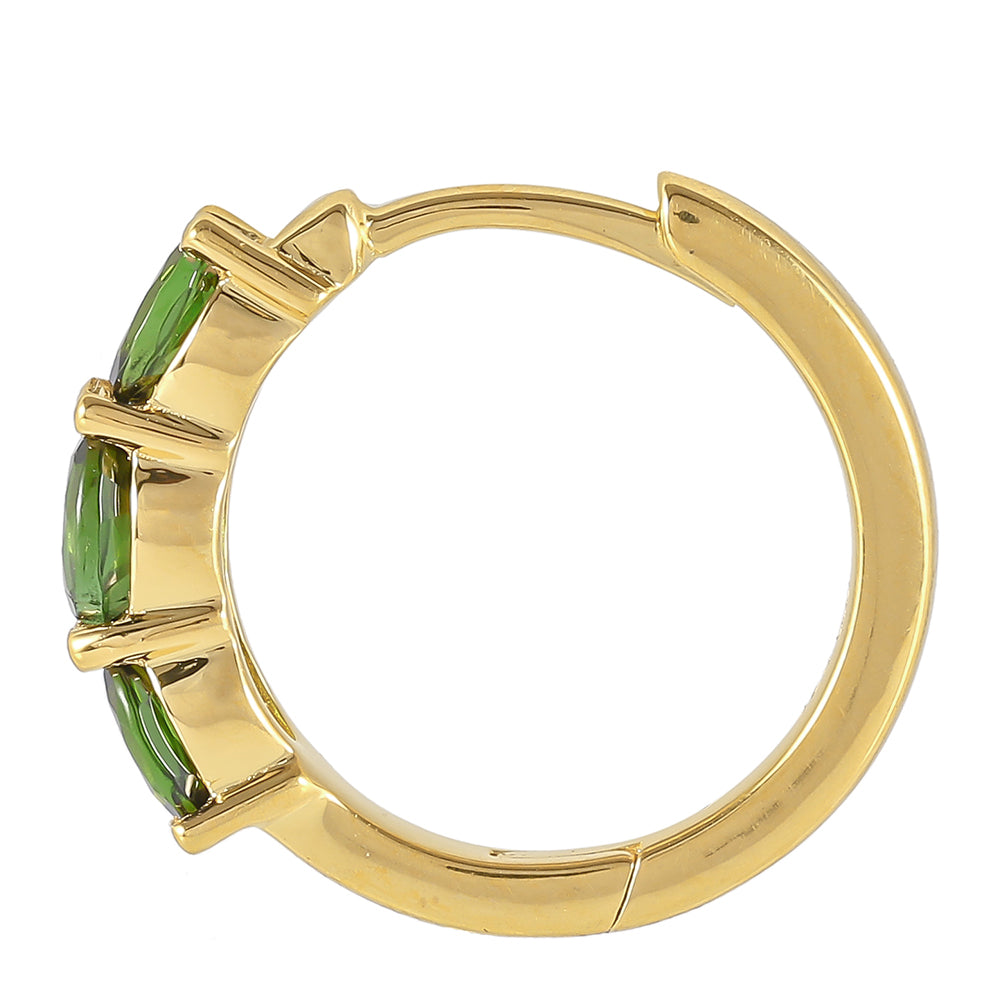 Cercei din Argint 925 Placat cu Aur ( 2.24 grame ) cu Turmalină Verde 1.11 Carate 2 