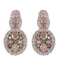 Cercei din Argint 925 Placat cu Aur Roz ( 3.11 grame ) cu Diamant de culoarea Șampaniei și Diamant Alb 0.82 Carate