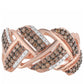 Inel din Argint 925 Placat cu Aur Roz ( 4.69 grame ) cu Diamant de culoarea Șampaniei și Diamant Alb 0.72 Carate