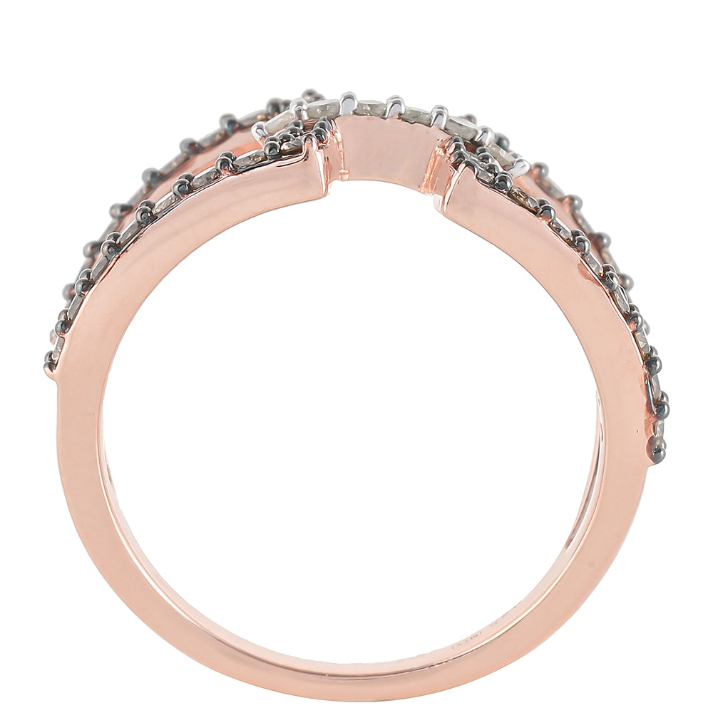 Inel din Argint 925 Placat cu Aur Roz ( 3.87 grame ) cu Diamant de culoarea Șampaniei și Diamant Alb 0.7 Carate