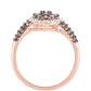 Inel din Argint 925 Placat cu Aur Roz ( 2.55 grame ) cu Diamant de culoarea Șampaniei și Diamant Alb 0.71 Carate