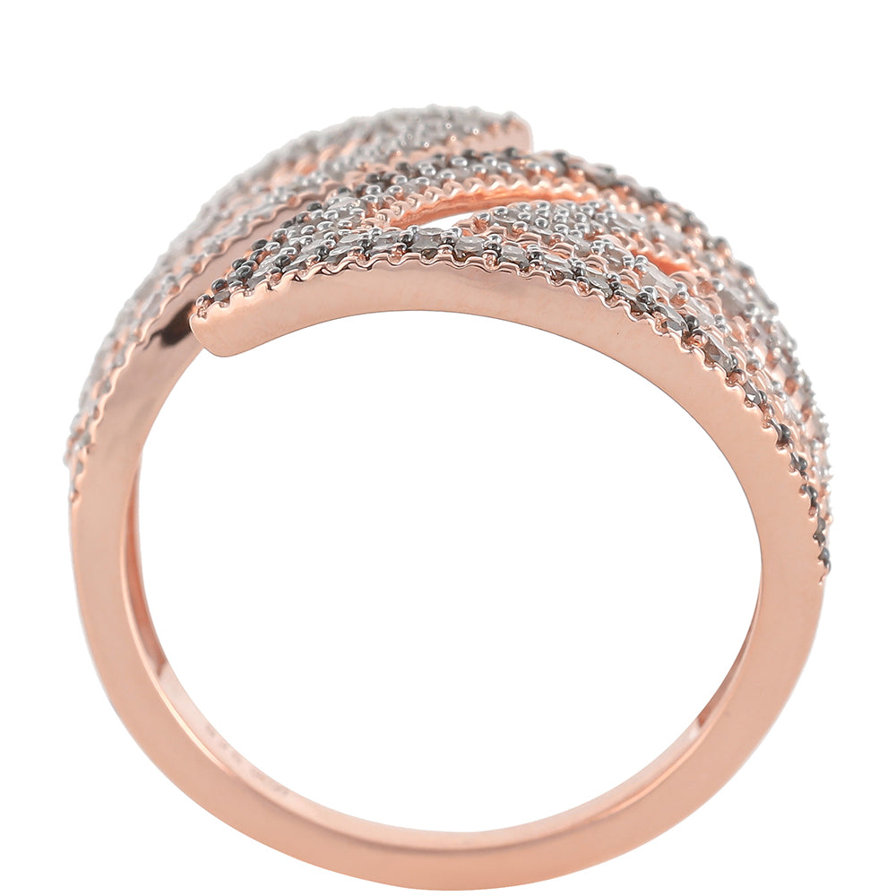 Inel din Argint 925 Placat cu Aur Roz ( 5.46 grame ) cu Diamant de culoarea Șampaniei și Diamant Alb 1.06 Carate 8 