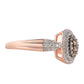 Inel din Argint 925 Placat cu Aur Roz ( 3.46 grame ) cu Diamant de culoarea Șampaniei și Diamant Alb 0.61 Carate