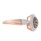 Inel din Argint 925 Placat cu Aur Roz ( 3.46 grame ) cu Diamant de culoarea Șampaniei și Diamant Alb 0.61 Carate